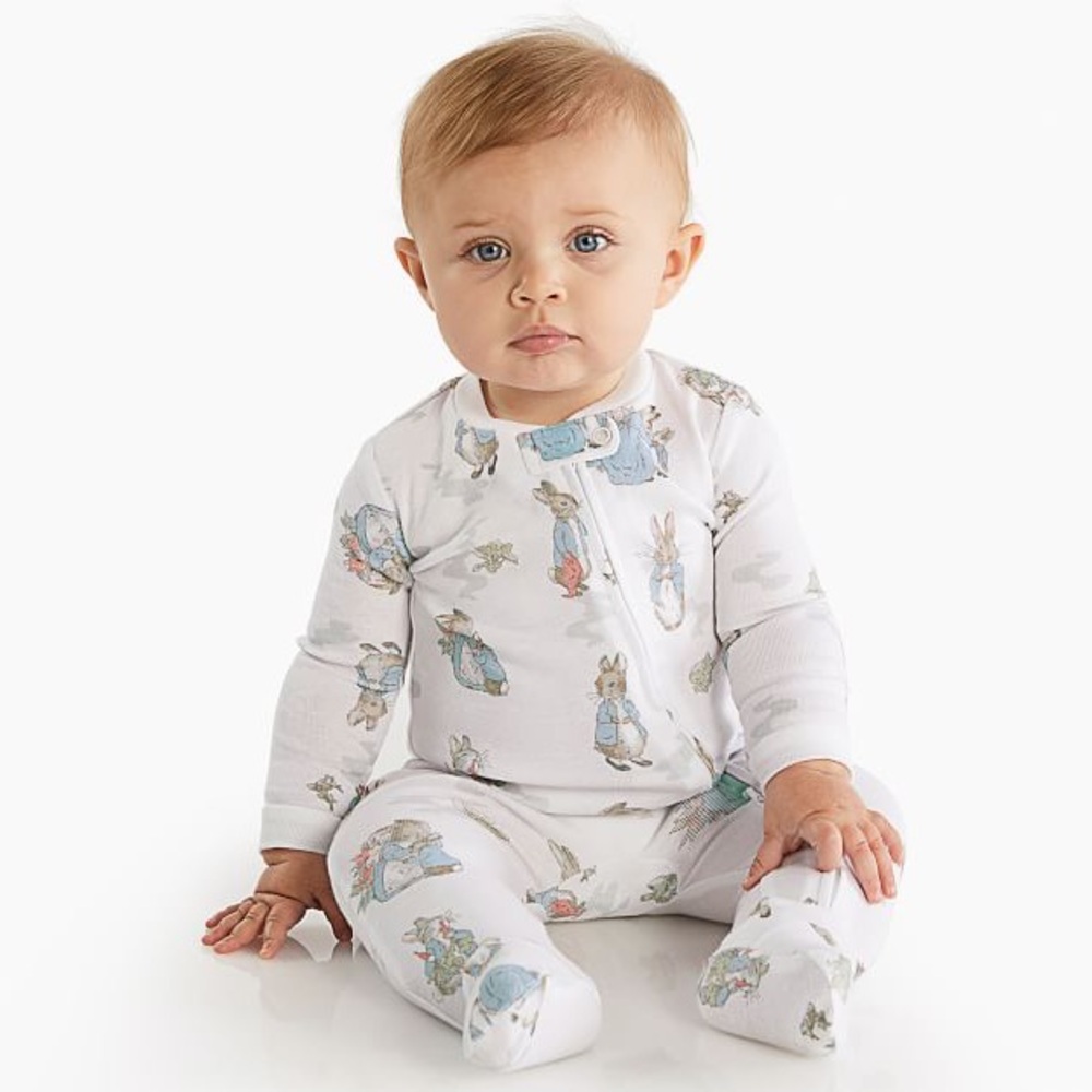 Pottery Barn Kids Peter Rabbit Easter Organic Cotton Zip Up Sleeper Sz 3-6M